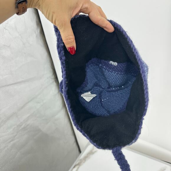 Ambler Womens Wool Beanie Hand Knit Blue Purple Winter Norwegian Scandinavian - Picture 5 of 6